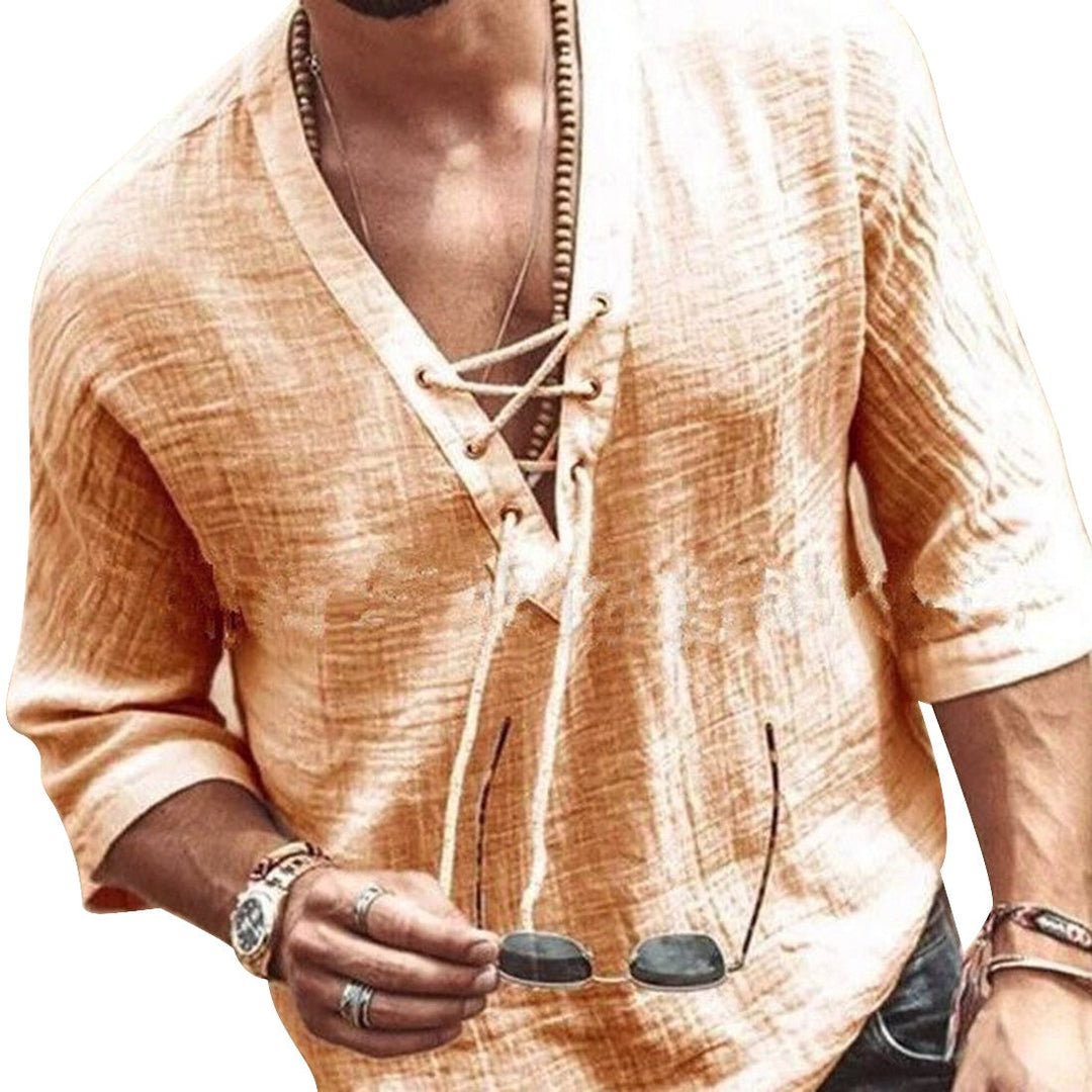 Evander | Men’s Lace-Up Shirt in a Relaxed Summer Timeless appeal