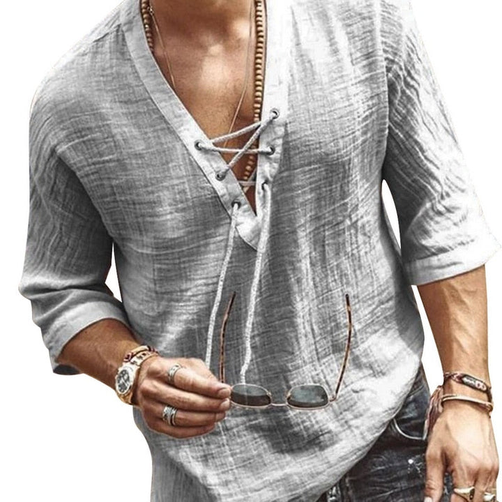 Evander | Men’s Lace-Up Shirt in a Relaxed Summer Timeless appeal