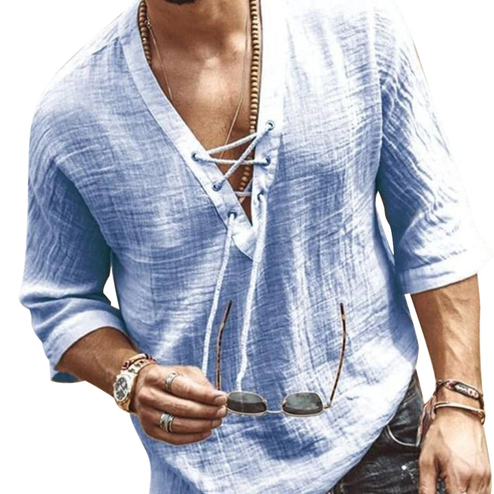 Evander | Men’s Lace-Up Shirt in a Relaxed Summer Timeless appeal