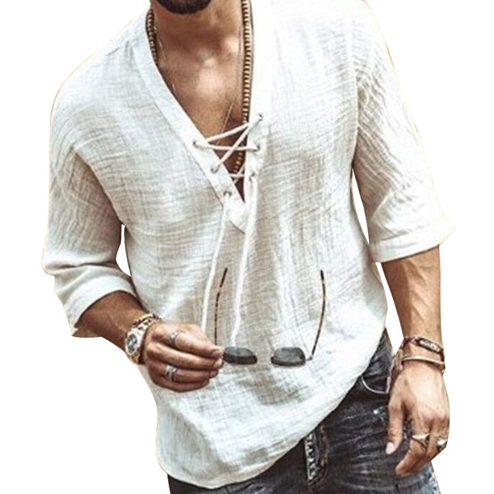 Evander | Men’s Lace-Up Shirt in a Relaxed Summer Timeless appeal
