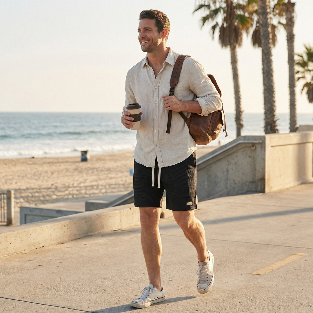 Kavren | Men’s Casual Shorts featuring textured panel design