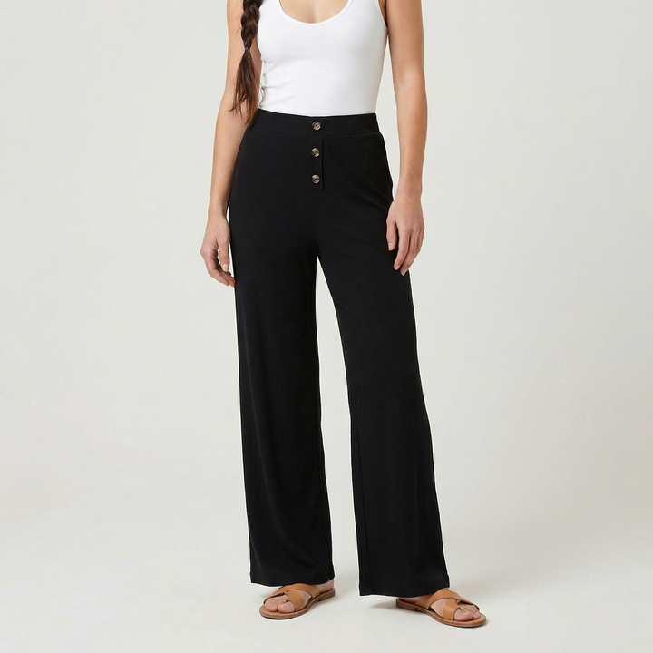 Lunara | Women’s Flowy Trousers with Button Waist Feature
