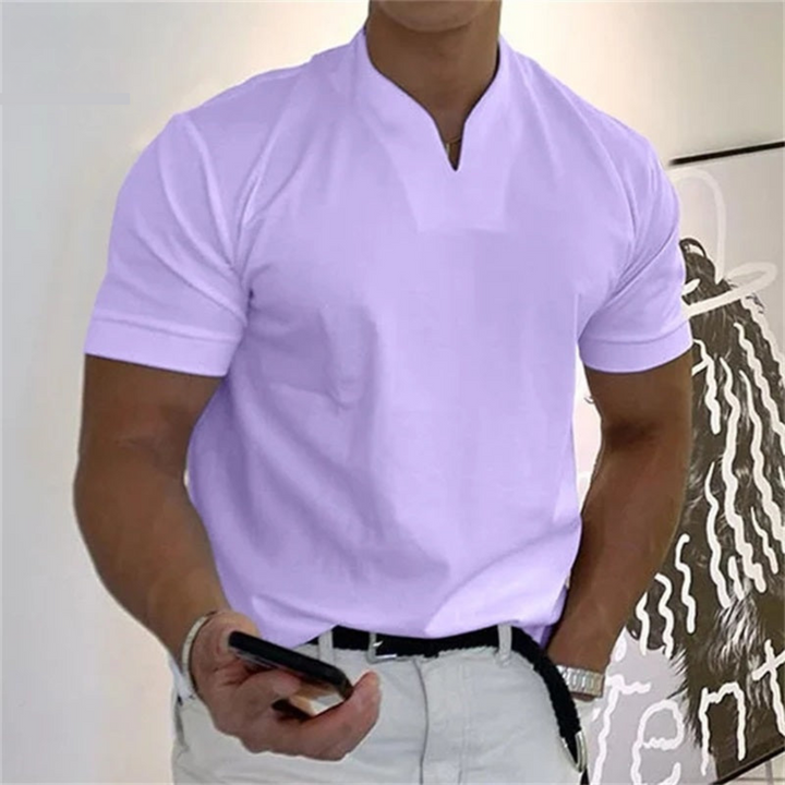 Dario | Men’s Short Sleeve Shirt featuring a Sharp Neck Accent