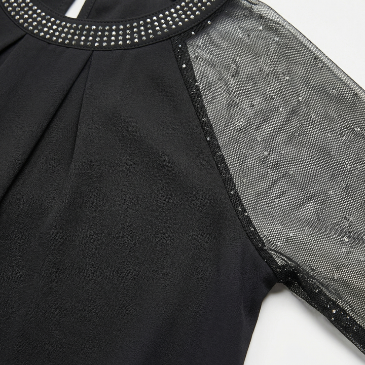 Noirelle | Women’s Long Sleeve Top with Embellished Neckline