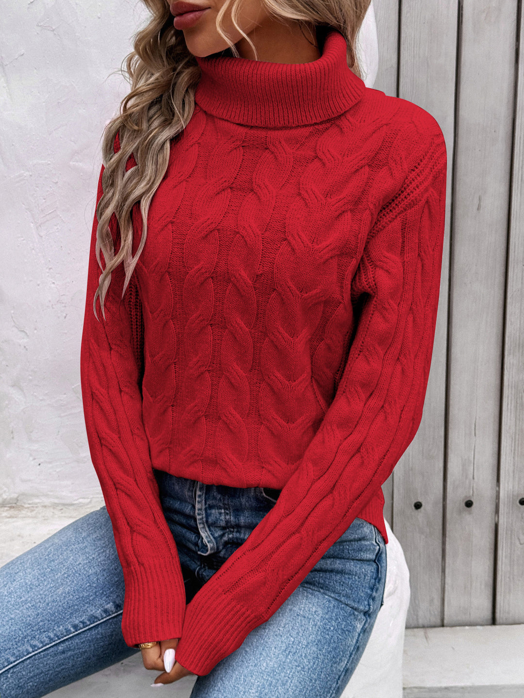 Celina – Cable Knit Turtleneck Sweater