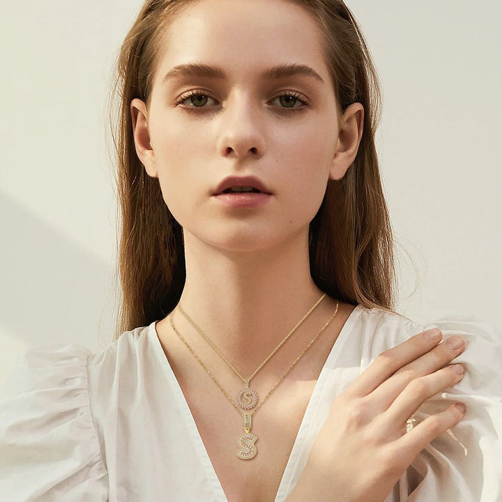 Moissanite Initial Letter Necklace Set | 18k Gold