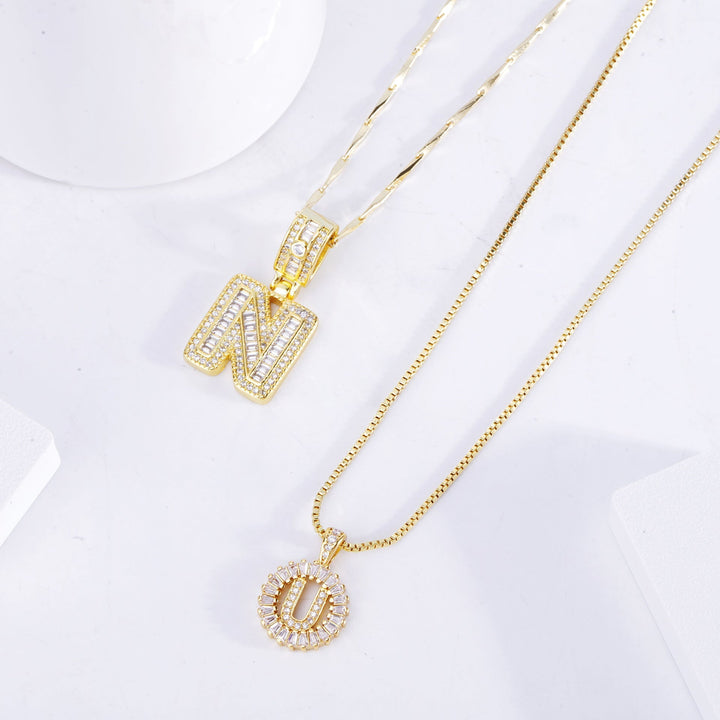 Moissanite Initial Letter Necklace Set | 18k Gold