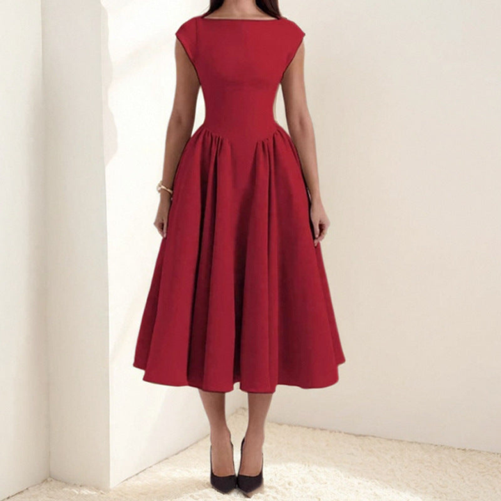 Elarina | Women’s Midi Dress with a Sculpted Bodice