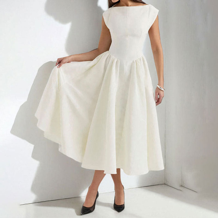 Elarina | Women’s Midi Dress with a Sculpted Bodice