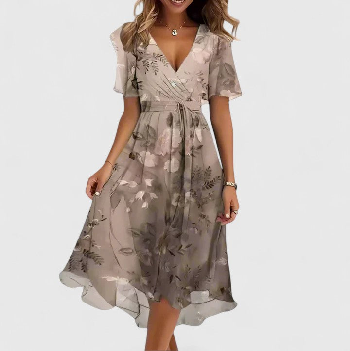 Elowira | Women’s Printed V-Neck Dress for Summer Days