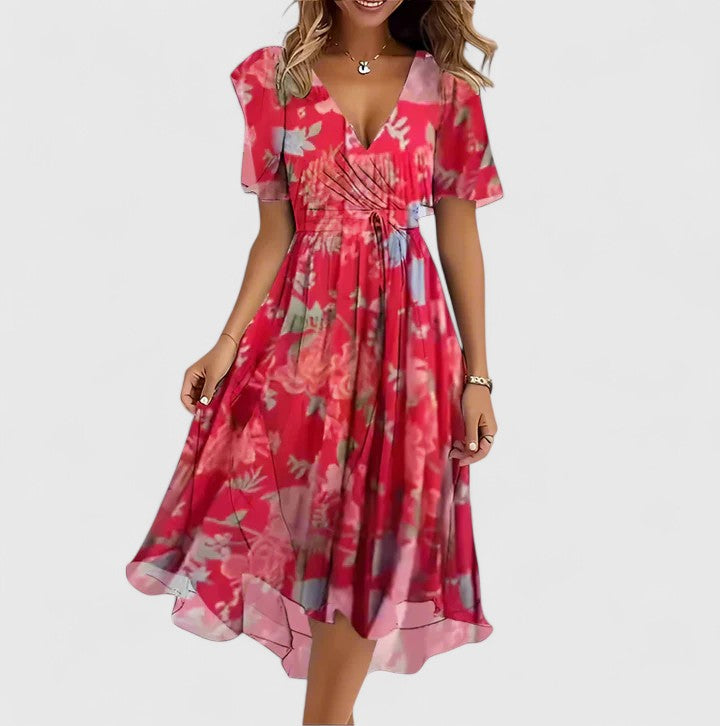 Elowira | Women’s Printed V-Neck Dress for Summer Days