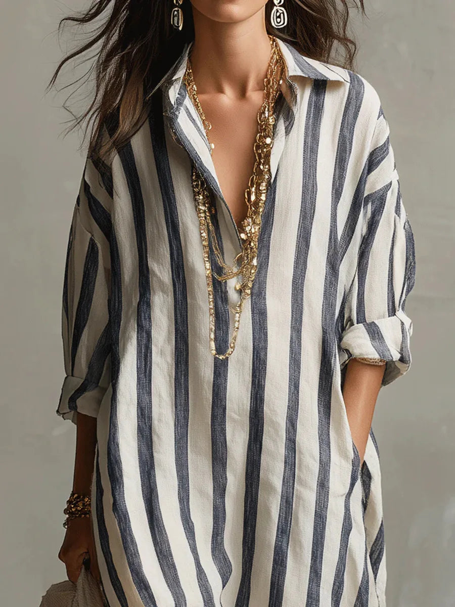 Maelora | Women’s Striped Shirt Dress in an Oversized Look