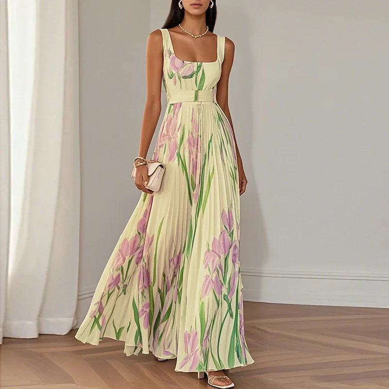 Valencia | Women’s Floral Maxi Dress featuring a Pleated Skirt