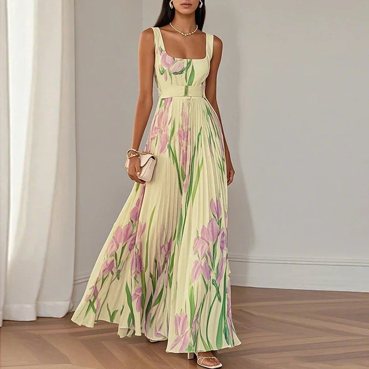 Valencia | Women’s Floral Maxi Dress featuring a Pleated Skirt
