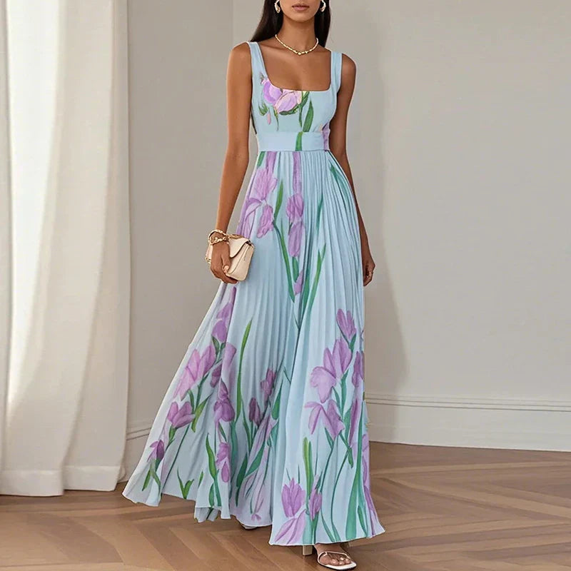 Valencia | Women’s Floral Maxi Dress featuring a Pleated Skirt