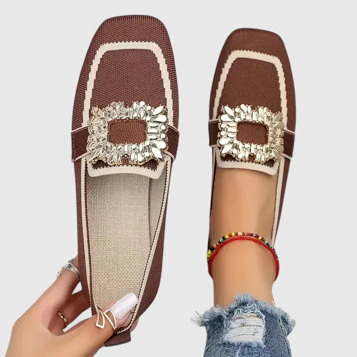 Vionette | Women’s Square Toe Flats featuring Statement Buckle