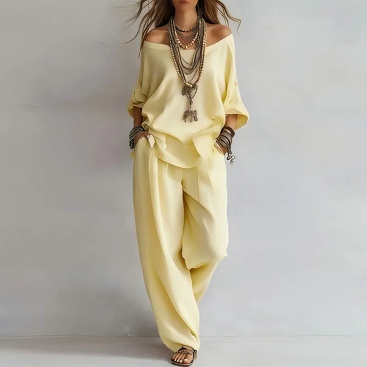 Eliara | Women’s Off-Shoulder Co-Ord Set in an Easy Wide-Leg Shape