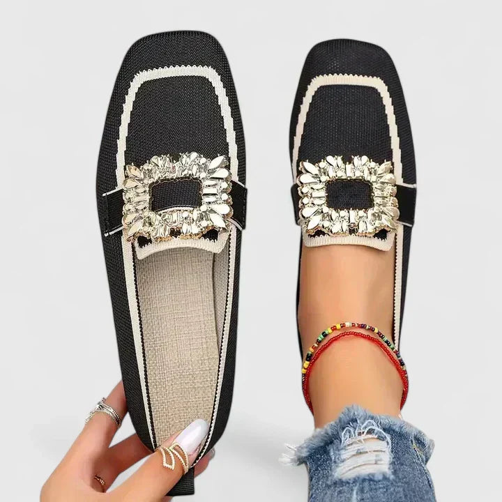 Vionette | Women’s Square Toe Flats featuring Statement Buckle