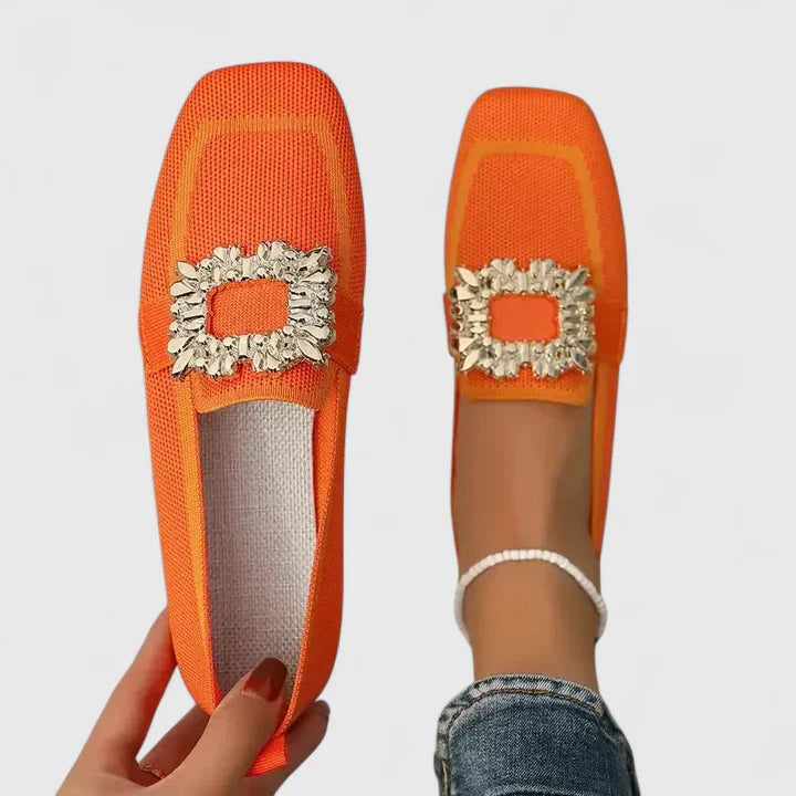 Vionette | Women’s Square Toe Flats featuring Statement Buckle