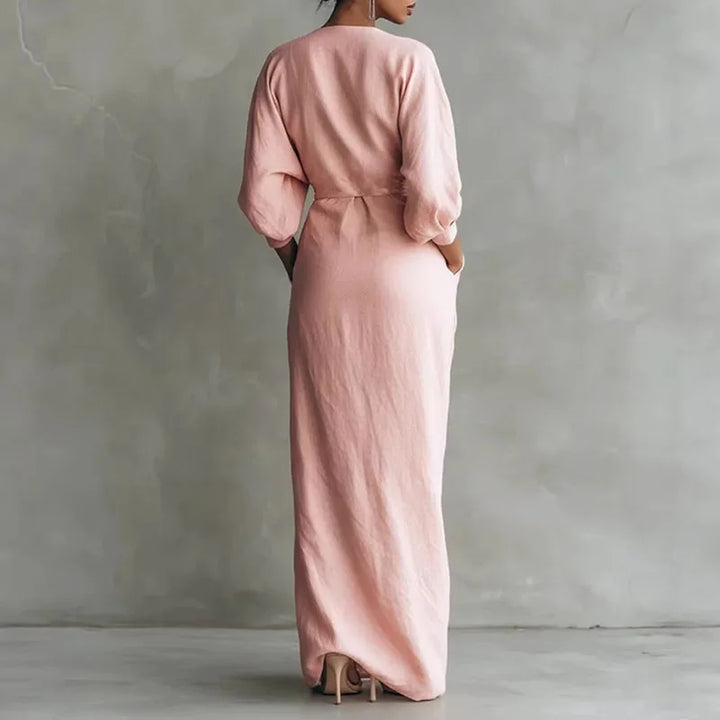 Cassandra | Women’s Wrap Maxi Dress featuring Side-Gathered Edge