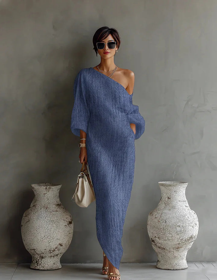 Aurevya | Women’s One-Shoulder Maxi Dress for Elegant Holidays