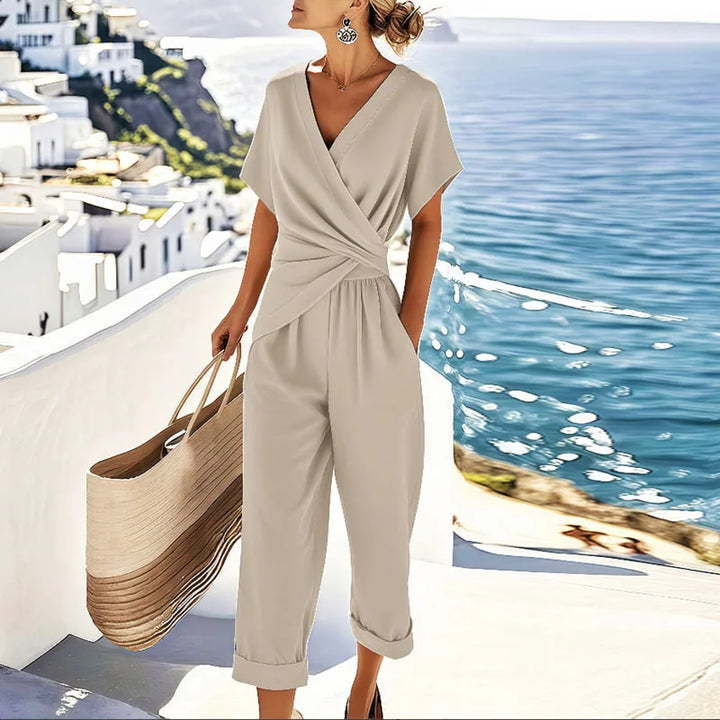 Selene | Women’s Cropped Jumpsuit featuring a Wrap Front