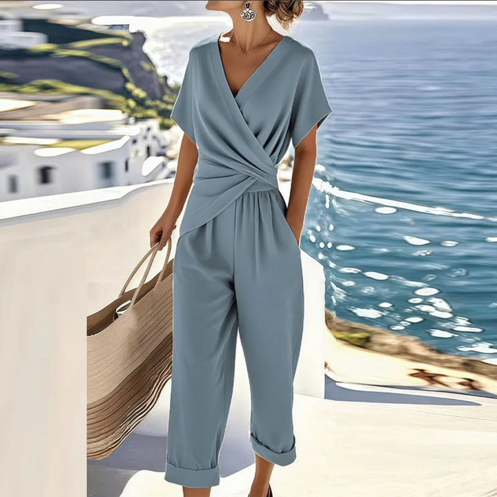 Selene | Women’s Cropped Jumpsuit featuring a Wrap Front