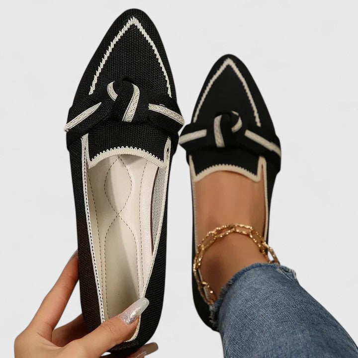 Emelie | Women’s Pointed Flats featuring Bow Specification