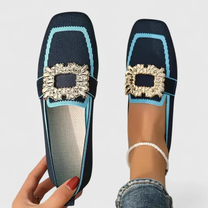 Vionette | Women’s Square Toe Flats featuring Statement Buckle