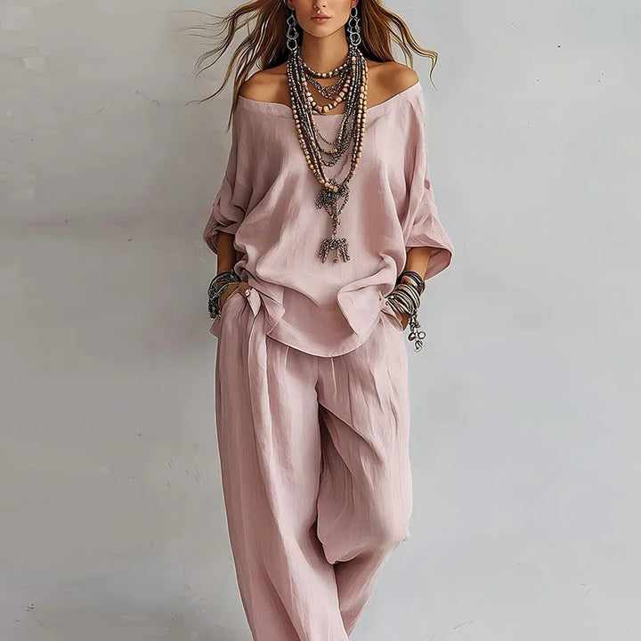 Eliara | Women’s Off-Shoulder Co-Ord Set in an Easy Wide-Leg Shape