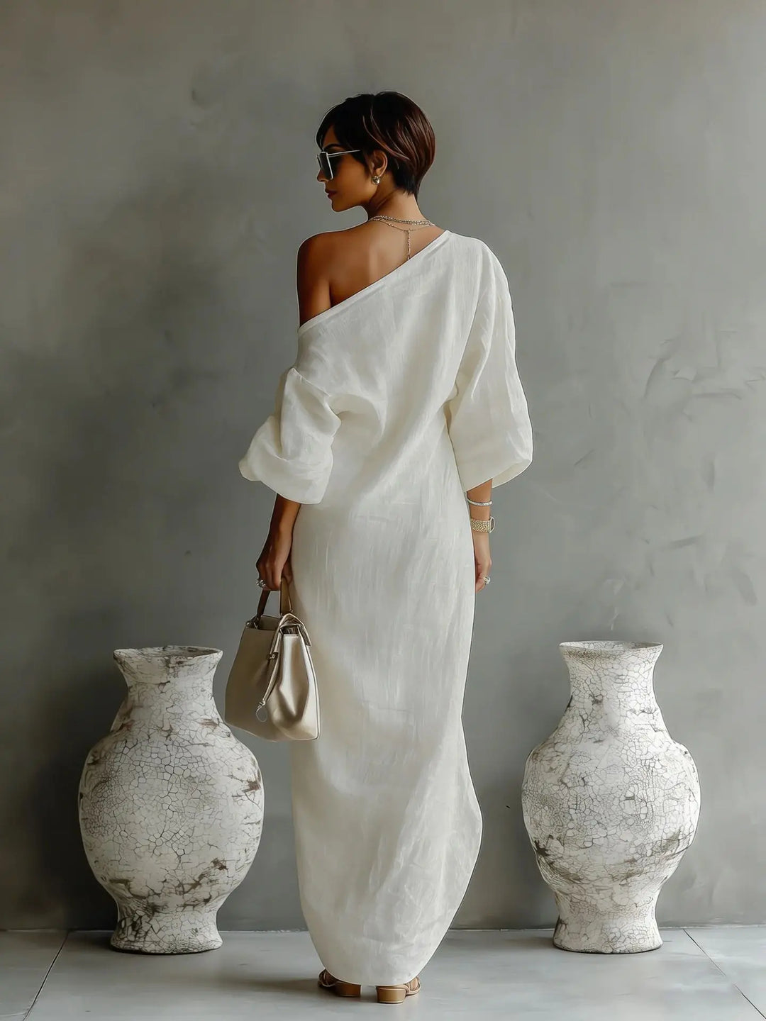 Aurevya | Women’s One-Shoulder Maxi Dress for Elegant Holidays