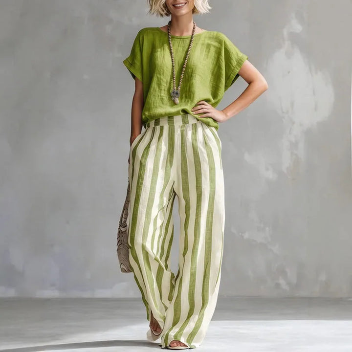 Mireluna | Women’s Striped Trouser Set for Summer Outfits