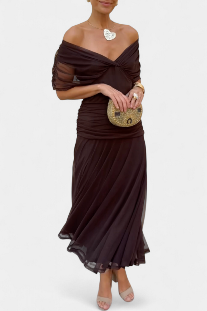 Keziah | Women’s Off-Shoulder Dress with Twist Front