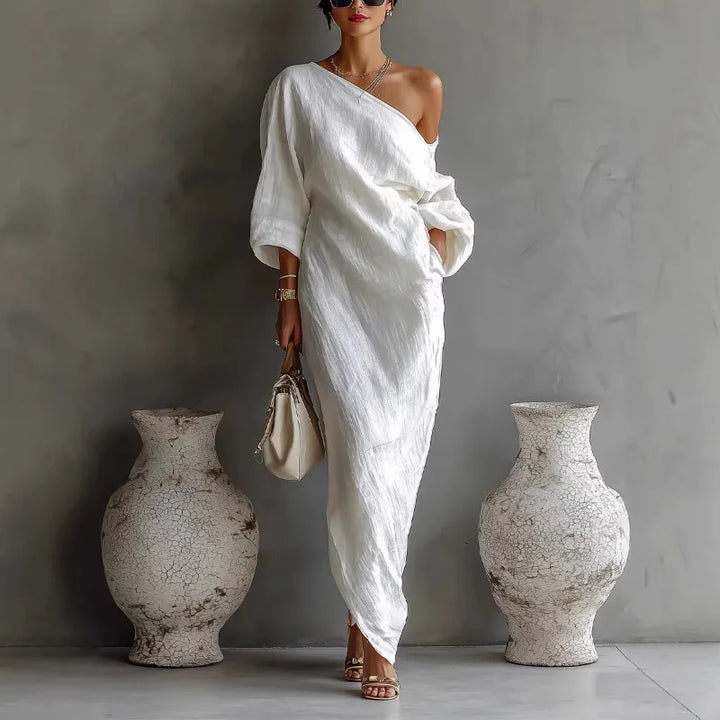 Aurevya | Women’s One-Shoulder Maxi Dress for Elegant Holidays