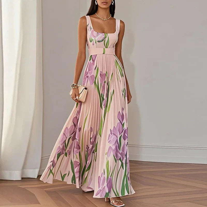Valencia | Women’s Floral Maxi Dress featuring a Pleated Skirt