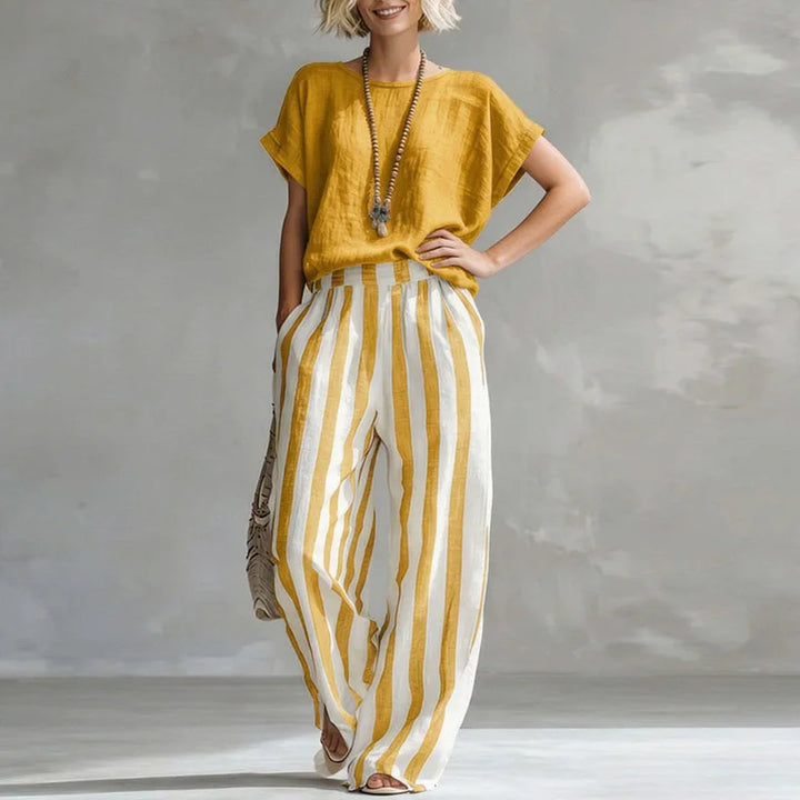 Mireluna | Women’s Striped Trouser Set for Summer Outfits