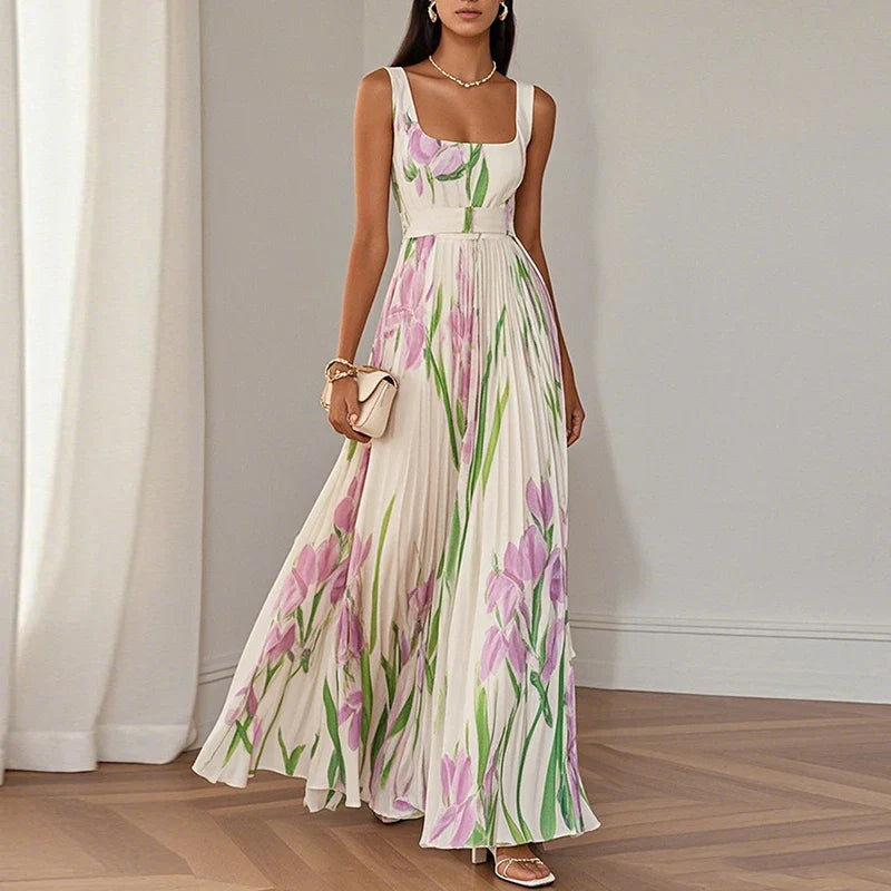 Valencia | Women’s Floral Maxi Dress featuring a Pleated Skirt