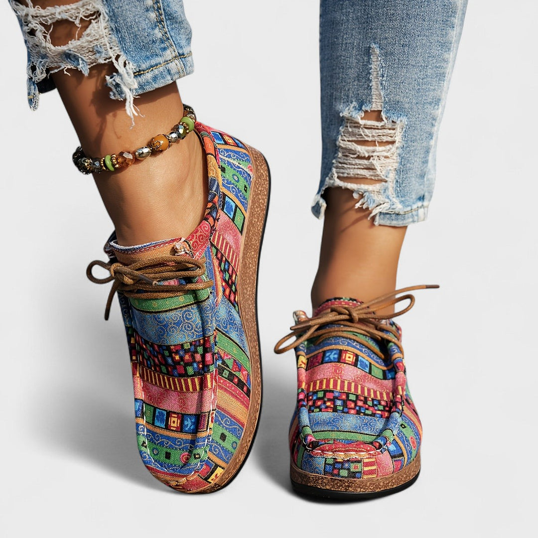 Coralie | Women’s Lace-Up Shoes featuring a Colourful Pattern