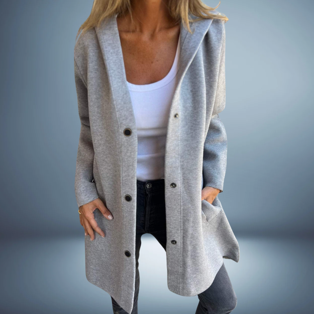 Jasmine - Single-Breasted Casual Hooded Jacket
