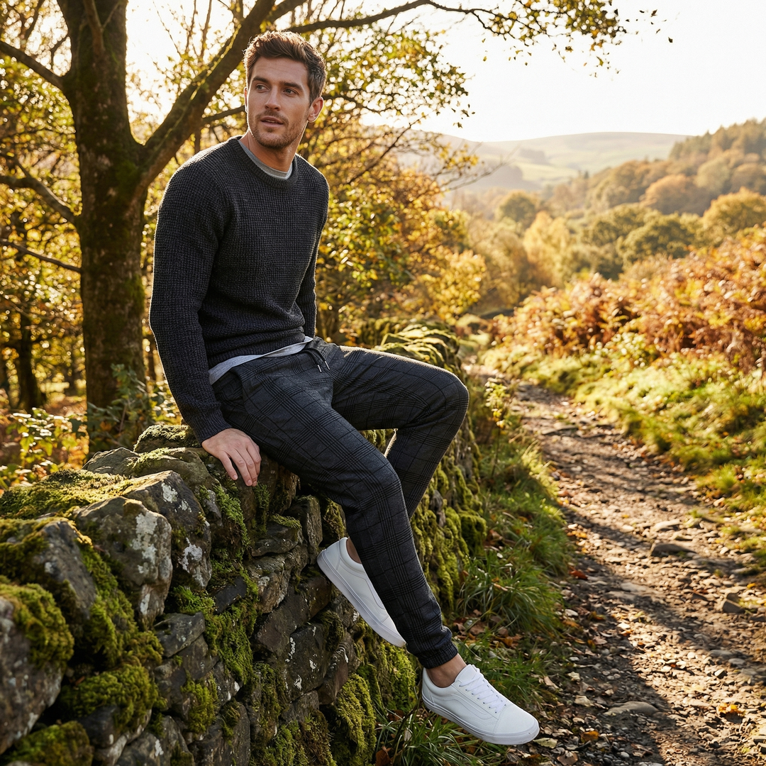 Varex | Men’s Jogger Trousers featuring a modern check pattern