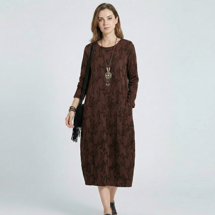 Velora | Women’s Long Sleeve Dress with Floral Pattern