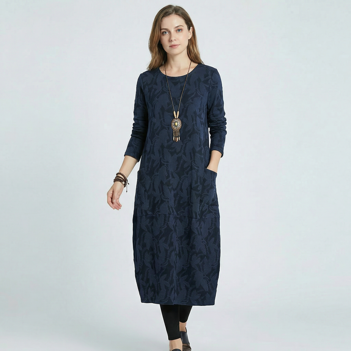 Velora | Women’s Long Sleeve Dress with Floral Pattern