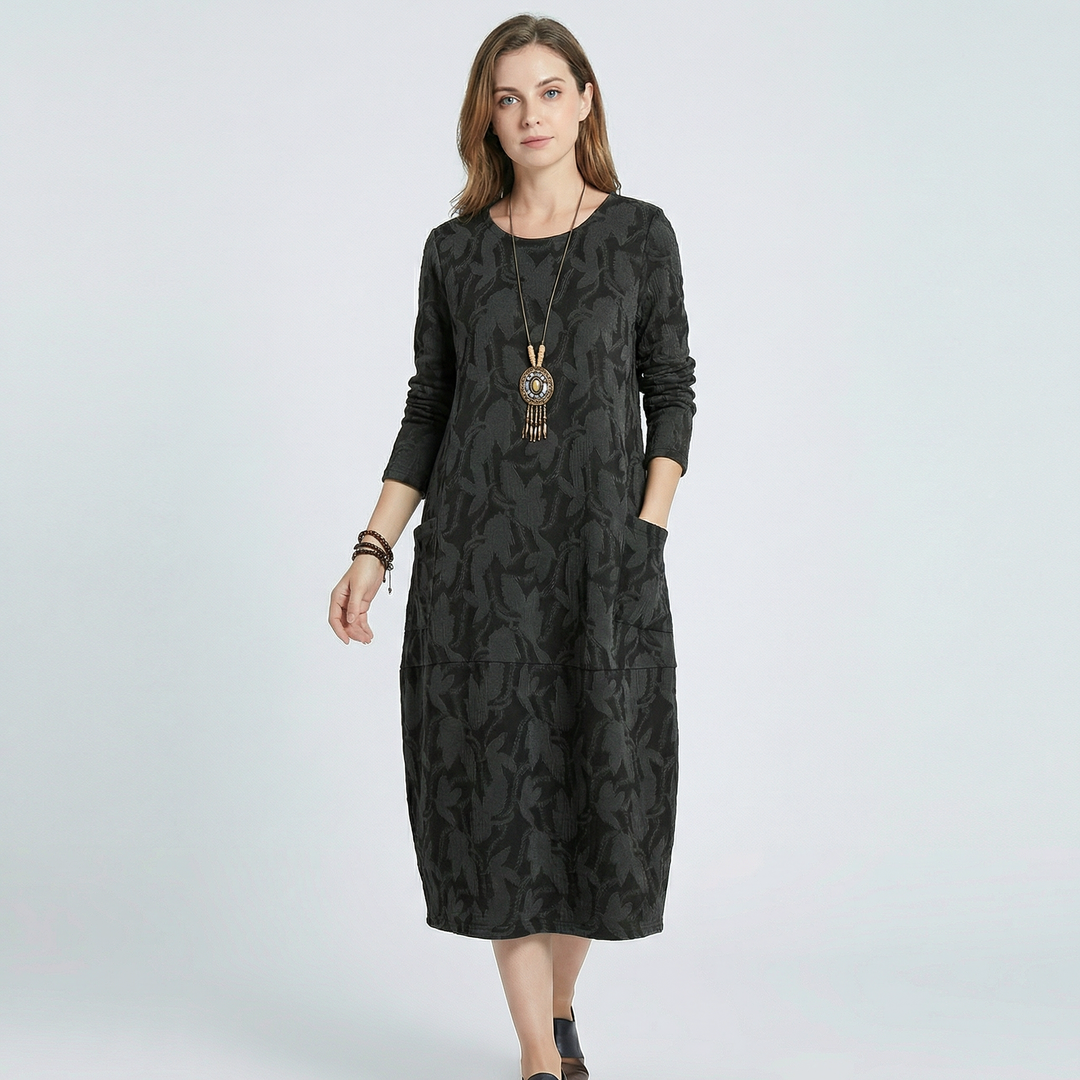 Velora | Women’s Long Sleeve Dress with Floral Pattern