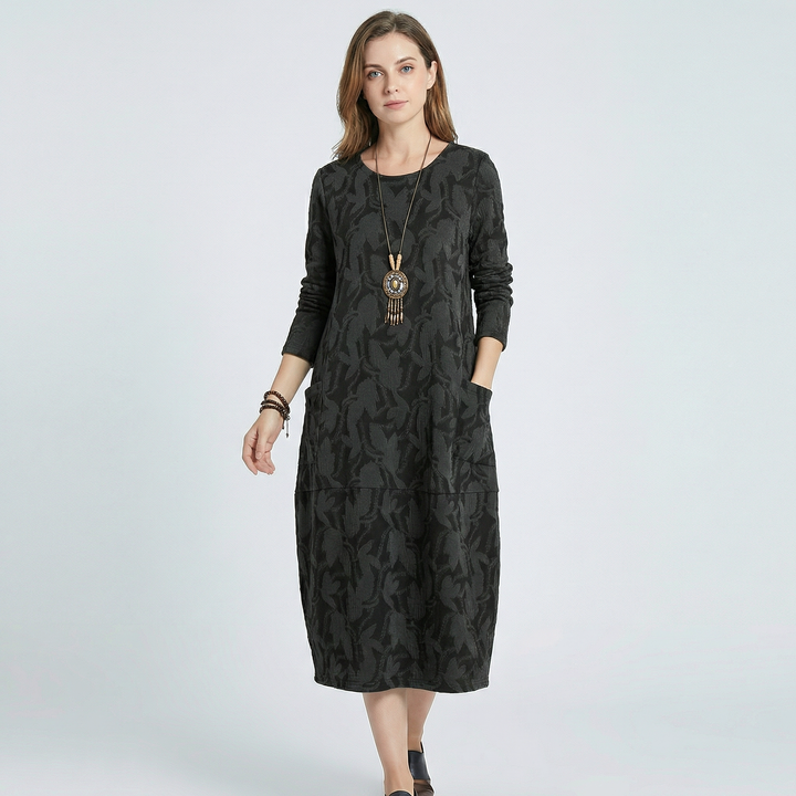 Velora | Women’s Long Sleeve Dress with Floral Pattern