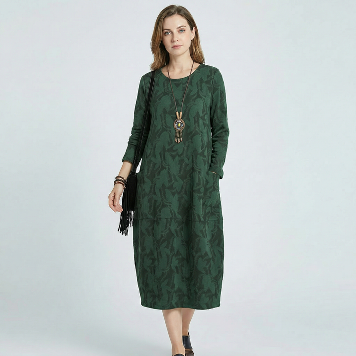 Velora | Women’s Long Sleeve Dress with Floral Pattern