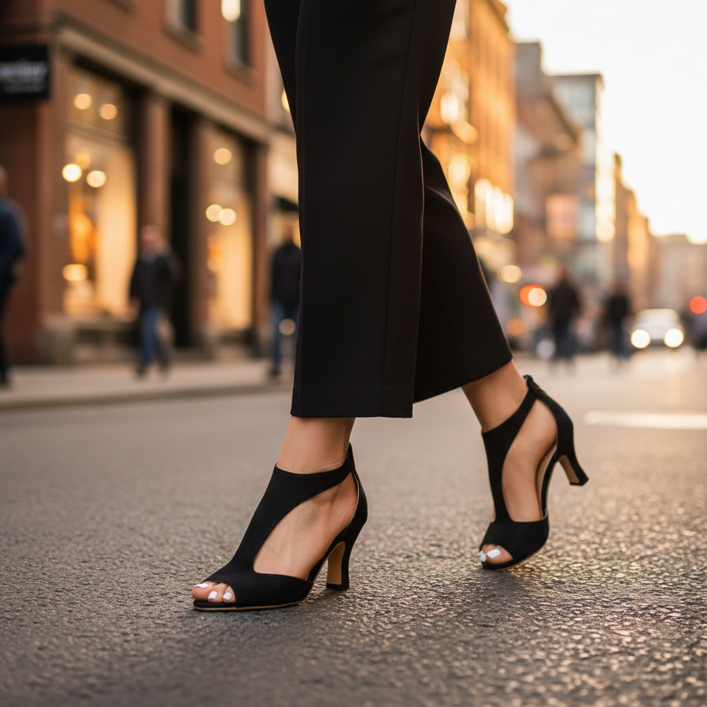 Seralina | Women’s Open-Toe Heels with Side Cut-Out Highlight