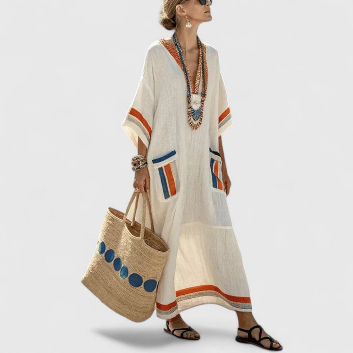 Amaria | Women’s Kaftan Dress featuring Contrast Trim