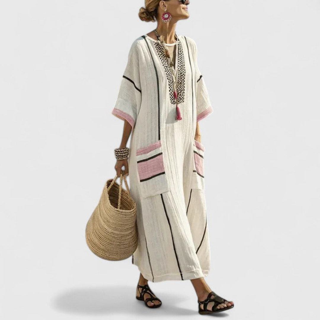 Amaria | Women’s Kaftan Dress featuring Contrast Trim