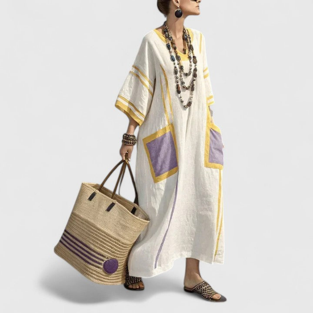 Amaria | Women’s Kaftan Dress featuring Contrast Trim