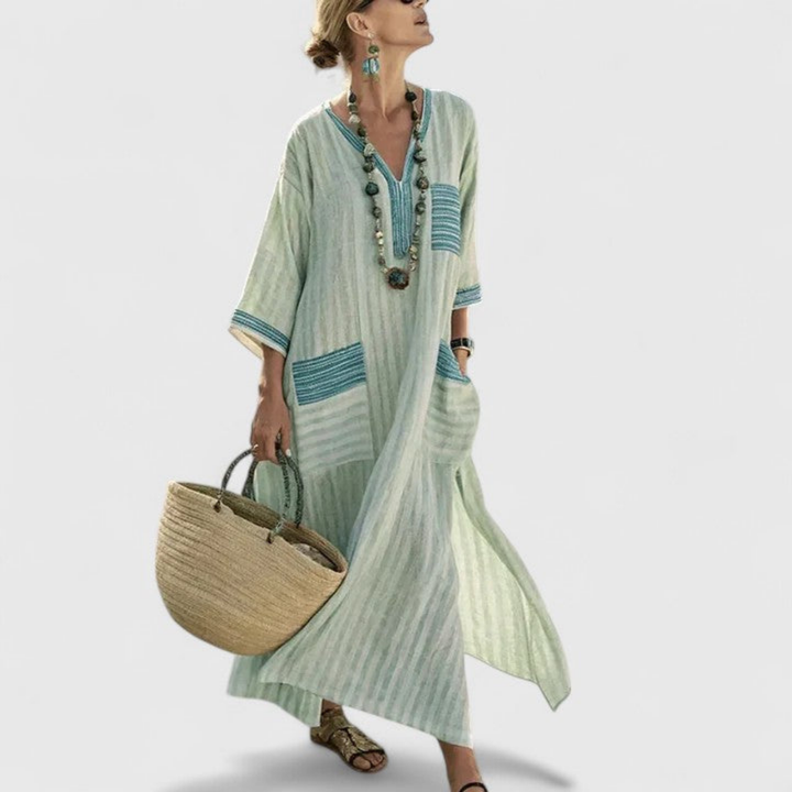 Amaria | Women’s Kaftan Dress featuring Contrast Trim